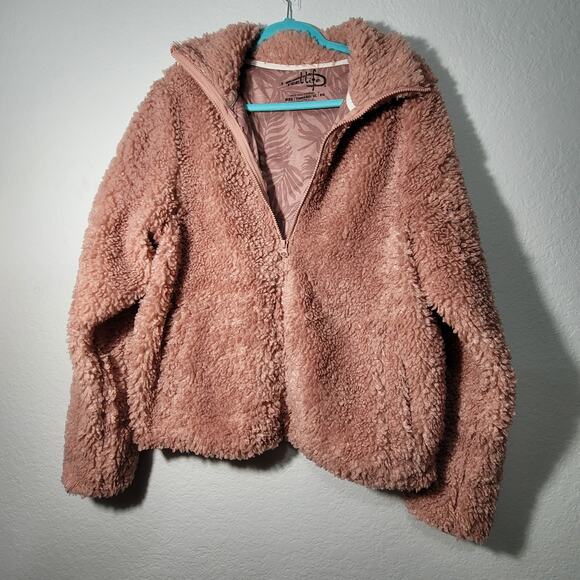 Reel Life Sherpa Jacket Womens XL Peach Pink Full Zip Chancey - Picture 1 of 10